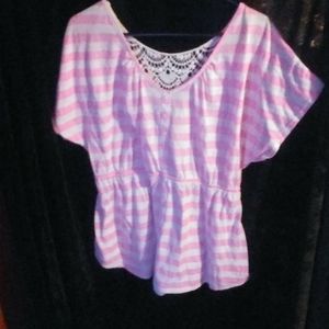 Pink and white blouse